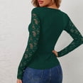 thumbnail image 7 of biudgviw Womens Shirts Lace Scalloped Neckline Slim Going out Tops Long Sleeve Cute Solid Color Party Casual Blouses Fall Clothes, 7 of 7