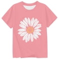 thumbnail image 5 of FASHOFT Girls Shirts Fashion Sunflower Floral Printed Crew Neck Short Sleeve Soft Sweet Kids Daily Casual Tops Girls Summer Tops Pink 6-7 Years, 5 of 5