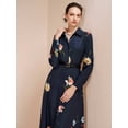 thumbnail image 2 of Multicolor Floral Print Long Sleeve Waist-Cinched A-Line Maxi Shirt Dress For Women, 2 of 7