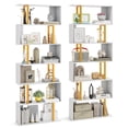 thumbnail image 1 of Gymax 2 PCS 6-Tier Geometric Bookcase 74.5-Inch S-Shaped Bookshelf w/ Metal Frame Gold, 1 of 10