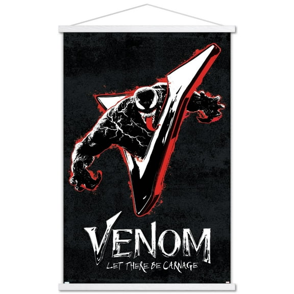 Marvel Venom: Let There be Carnage - V Graphic Wall Poster with Wooden Magnetic Frame, 22.375" x 34"