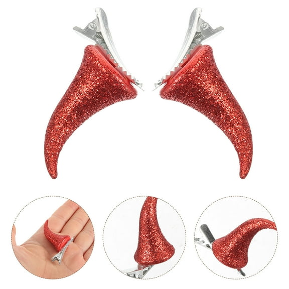 LEDMOMO 4Pcs Accessories Glitter Horn Hair Clip for Kids and Adults