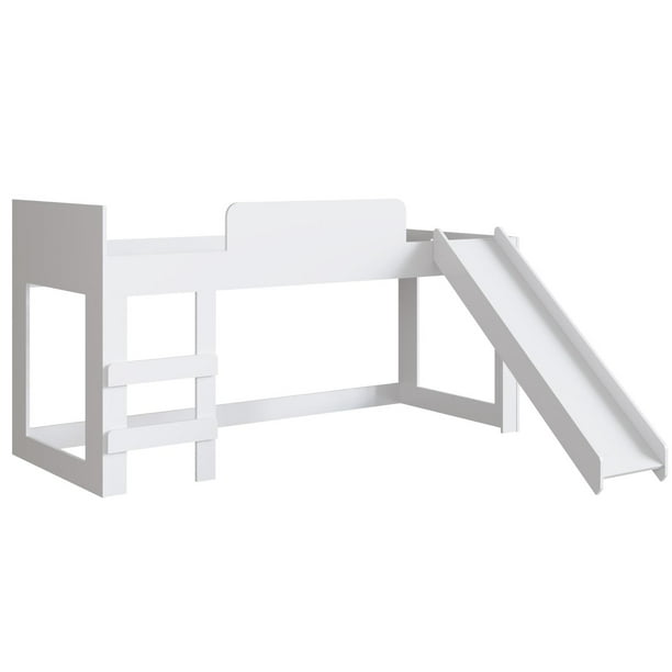 Cama Individual Resbaladilla Tobogán Mini Loft KingsHouse Blanco 100.2x105.2x192 cm