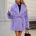 thumbnail image 5 of Miqool Women's Faux Fur Coat Lapel Collar Long Sleeve Warm Winter Coat with Pockets and Belted, 5 of 8