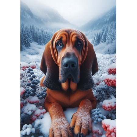 Bloodhound - Best of Breed DCR Winter Berries Garden Flag 12" x 17"