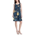 thumbnail image 2 of FORMRS Summer Dress for Women Loose U Neck Sleeveless Midi Beach Sundresses with Pockets, Blue Fireflies Pattern, 2 of 8