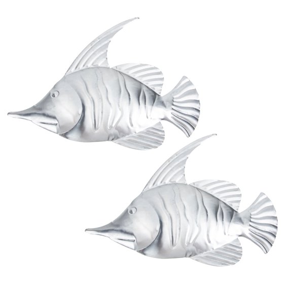 2Pcs Wrought Iron Fish-designed Decoration Unfinished DIY Iron Fishes Wall Decors