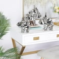 thumbnail image 2 of 12", 11", 8"H Silver Porcelain Ceramic Cubist Elephant Sculpture, by DecMode (3 Count), 2 of 8