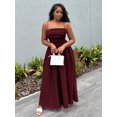 thumbnail image 4 of Maroon Womens Smocked Spaghetti Strap Tube Top Maxi Dress, 4 of 6