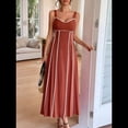 thumbnail image 4 of Vestido A Rayas para Mujer, con Tirantes Finos, y , Fluido Rojo Ladrillo L, 4 of 8