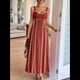 thumbnail image 4 of Vestido A Rayas para Mujer, con Tirantes Finos, y , Fluido Rojo Ladrillo M, 4 of 8