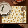 thumbnail image 5 of Rustic Yellow Sunflower Boho Placemats Set of 4, 12x18 Inch Vintage Floral Table Mats with Bees and Butterflies, Washable Farmhouse Linen Dining Decor, Country Bloom for Autumn Summer, 5 of 6