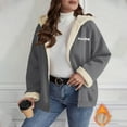 thumbnail image 2 of XPMWRP Women's Oversized Zip Solid Color Casual Hooded Fleece Jacket Unisex Fall Winter Warm Plush Lined Sherpa Long Sleeve Coat Gray XXL, 2 of 7