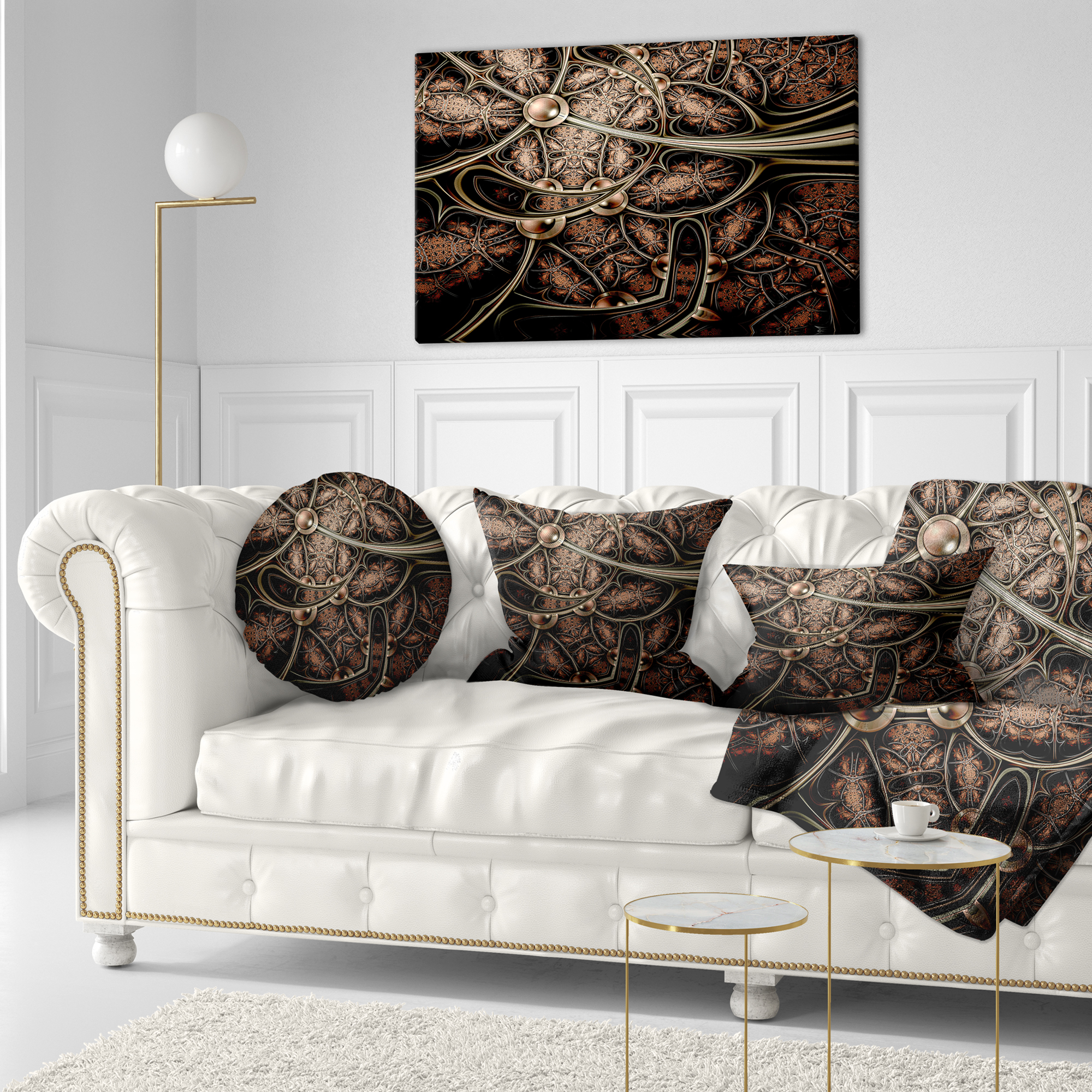 Designart Light Purple Metallic Fabric Pattern - Abstract Throw Pillow - 12x20