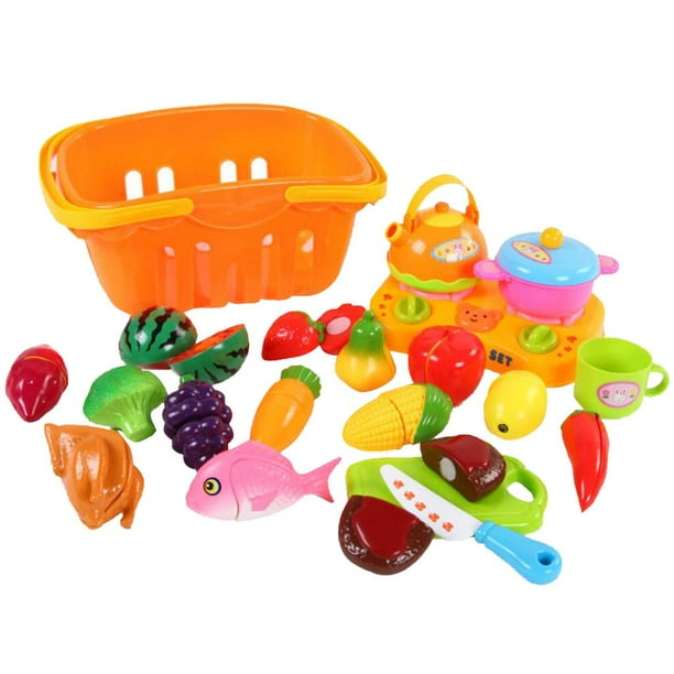 21pcs Juegos de Canasta de Alimentos Verduras Fruta Plástico para Sunnimix  Los niños de juguete alimentos