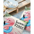 thumbnail image 3 of Outdoor Waterproof Pillow Covers Pack of 2, Summer Vibes Flamingo Summer Tropical Plants Palm Leaves Decorative Throw Pillowcases Cushion Covers for Garden Patio Tent Sofa Couch, 16x16 inch, 3 of 8