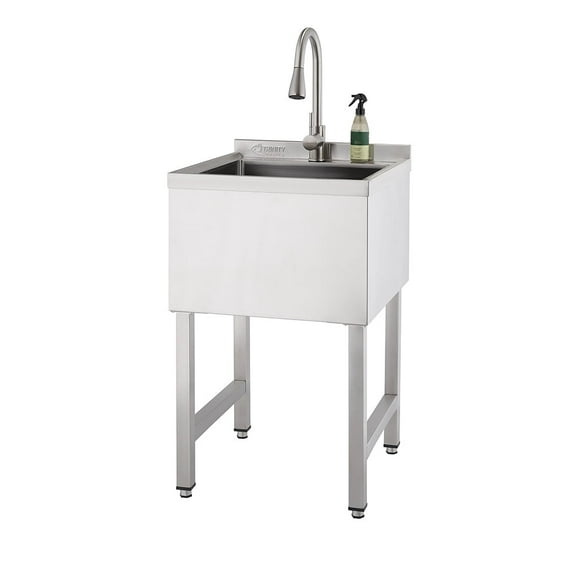 TRINITY BASICS EcoStorage® | 18x16x13 Basin | Stainless Steel Utility Sink | NSF | w/ Pull-Out Faucet | Chrome