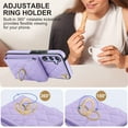 thumbnail image 5 of For Samsung Galaxy S21 FE 5G Case Premium PU Leather Accordion Folding Wallet &Card Holder With RFID Shielding Material With Adjustable Ring Holder And Detachable Crossbody＆Wrist Strap,light purple, 5 of 7