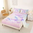 thumbnail image 2 of Feelyou Kawaii Mermaid Tail Scallop Ocean Queen Sheet Sets for Girls, Dreamy Wave Marine Bed Set, Pink Purple, 4pcs, 2 of 5
