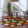 thumbnail image 3 of Round Rugs 6Ft, Brown Balls Round Area Rug Washable Indoor Throw Carpet, Baseball Tennis Basketball Football Soft Non Slip Circle Rug for Office Cabinet Home Decor Aesthetic, 3 of 8