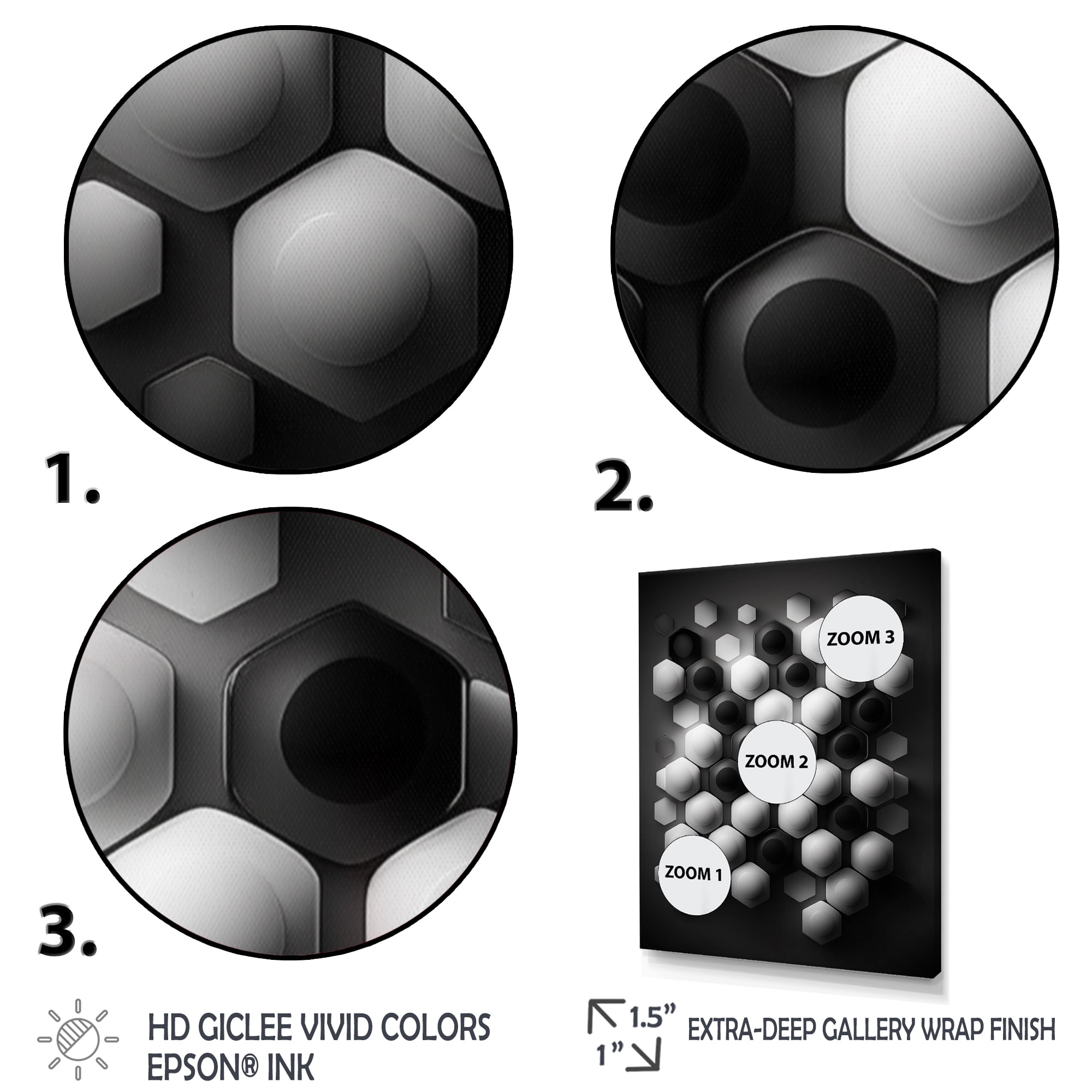 Designart Abstract Geomtric Black And White III Canvas Wall Art