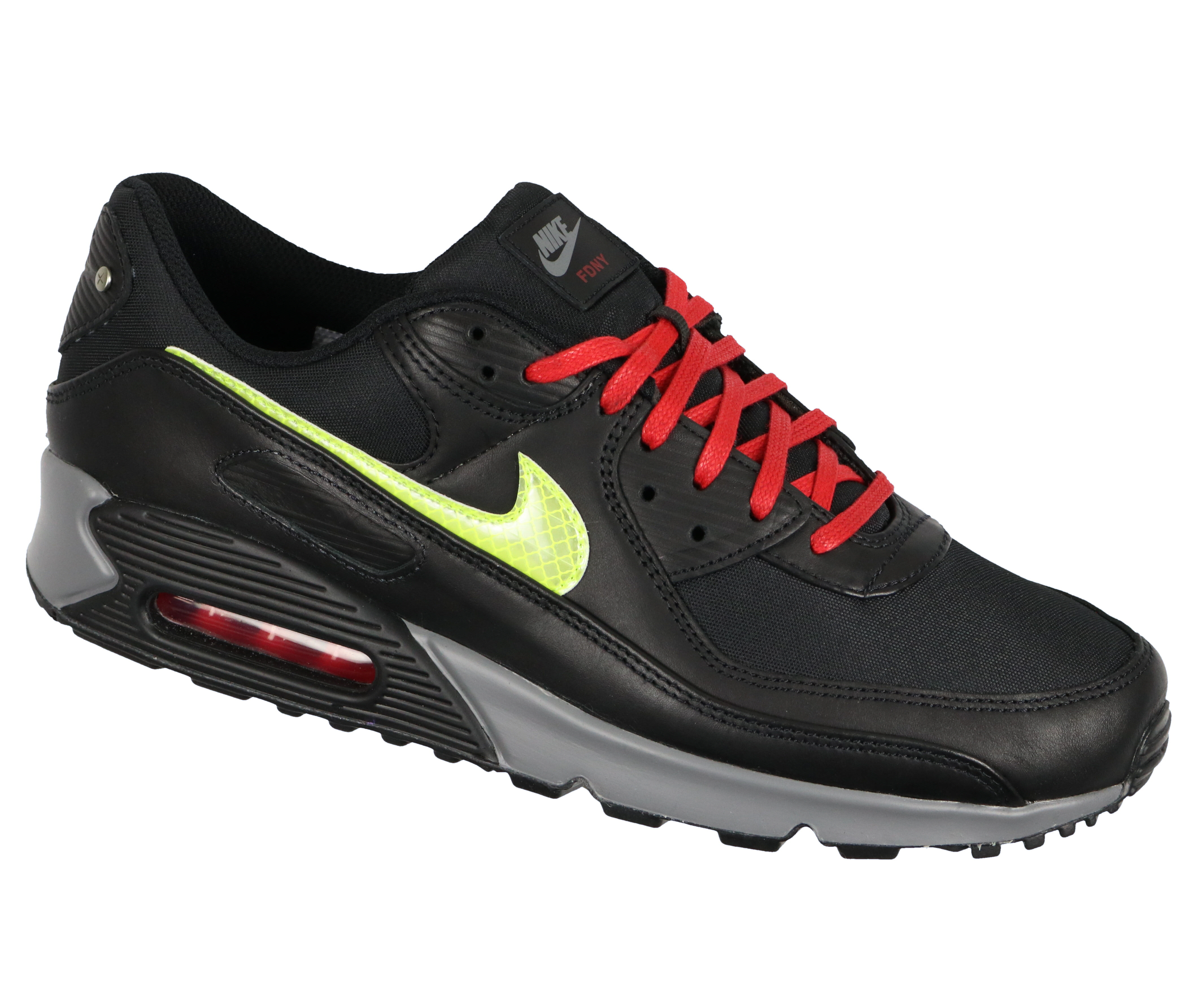Nike - Nike Men's Air Max 90 Premium 13 M US Black Red Smoke Gray FDNY New York - City Pack - Walmart.com