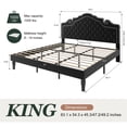 thumbnail image 5 of Amolife King Bed Frame with Adjustable Crown-Shaped Headboard, Upholstered Platform Bed, No Box Spring Required, Black, 5 of 14