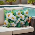 thumbnail image 5 of White Daisy Pillow Covers 2 Pack Flower Floral Green Leaf Spring Plant Watercolor Pillowcase Waterproof Outdoor Throw Pillow Cover for Patio Garden Square Cushion 26”x26”, 5 of 9
