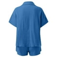 thumbnail image 6 of ibiyuan Women Sets 2 Piece Outfits Women's Casual Summer Shorts Set Comfortable Two Piece Outfit Button Down Shirt with Pocket Shorts Versatile Spring Wear, 6 of 7