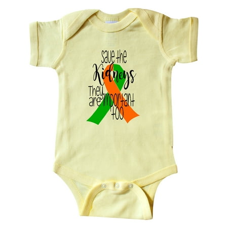 

Inktastic Save the Kidneys They are Important Too Orange Green Ribbon Gift Baby Boy or Baby Girl Bodysuit