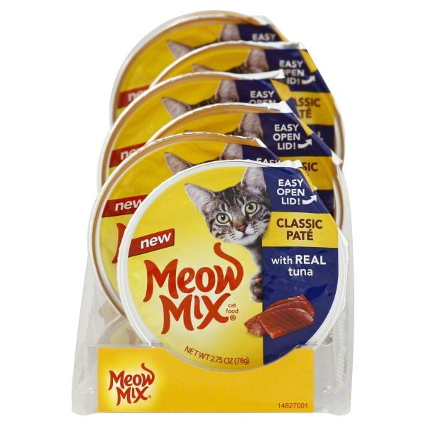 Meow Mix Classic Pate With Real Tuna Wet Cat Food, 2.75Ounce Cups