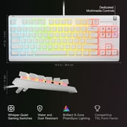 SteelSeries Apex 3 TKL RGB Wired Gaming Keyboard — Water and Dust Resistant — Whisper-Quiet Gaming Switch, White