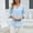 01 Sky Blue, variant on YueHuiYing Women's Fashion Solid-Color Chiffon Blouse with Mid-Length Sleeves Pleated V-Neck Loose Fit