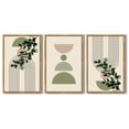 thumbnail image 4 of Drsoum Bohemia Decor 16x24in3pcs Natural Framed Modern Prints Abstract with Green Leaf Wall Printing Bedroom Living Room Decor, 4 of 6