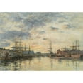 thumbnail image 2 of Eugène Boudin 14x11 Black Ornate Wood Framed Double Matted Museum Art Print Titled: Fecamp, Le Bassin at Sun (1894), 2 of 5