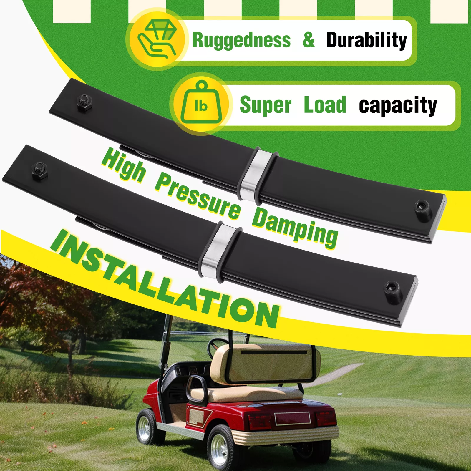 Kojem Front Leaf Spring Set for EZGO Marathon 1989-1994 Golf Cart Heavy Duty
