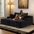 thumbnail image 2 of Cubente 78.7" Double Chaise Lounge Chair Indoor, Oversized Boneless Sofa Bed, Deep Seat Sleeper Couch Reading Chairs, Cloud Sofas with Cup Holder & Side Pocket for Living Room, No Assembly Required, 2 of 10