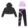 thumbnail image 3 of Alvivi Girls Dance Sports Outfits Long Sleeve Hoodie Sweatshirts Sleeveless Tank Top with Legging Set Lavender 10, 3 of 5