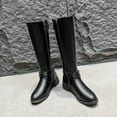 thumbnail image 5 of Dasayo Black Women Boots Low Heel Mid-Calf Wide Width Faux Leather Round Toe Pull on Buckles Boots Shoes Women 36, 5 of 9