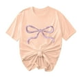 thumbnail image 1 of Primavera Top Mujeres Moda Casual Nueva Cinta de Arco Impresa Cuello Redondo Camiseta de Manga Corta, Camiseta de Cuello Tripulado, 1 of 8