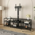 thumbnail image 6 of VECELO 71 Inch TV Stand for TVs up to 80 Inch with Swivel Mount and Power Outlet, Entertainment Center Height Adjustable TV Console with Storage Shelves, Black, 6 of 11