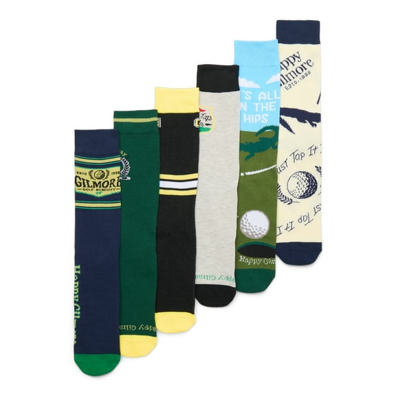 Happy Gilmore Crew Socks, 6-Pack, Sizes 8-12