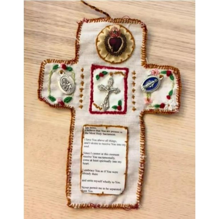 Prayer Quilt With Cross Inside - Pocket Prayer Quilt Vintage Prayer Quilt Squares