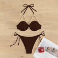 thumbnail image 4 of MSJUHEG Push Up,Swim Suits for Women 2025,High Waisted Bikini Sets for Women,Knot Front,Tummy Control Bikini for Women,Bralette Bikini Set,Two Piece Swimsuit Brown S, 4 of 5