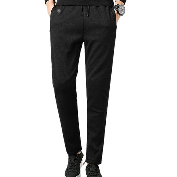 Men Winter Electric USB Heated Pants Thicken Faux Fleece Lining Windproof Thermal Warm Ski Heating Trousers with Pockets