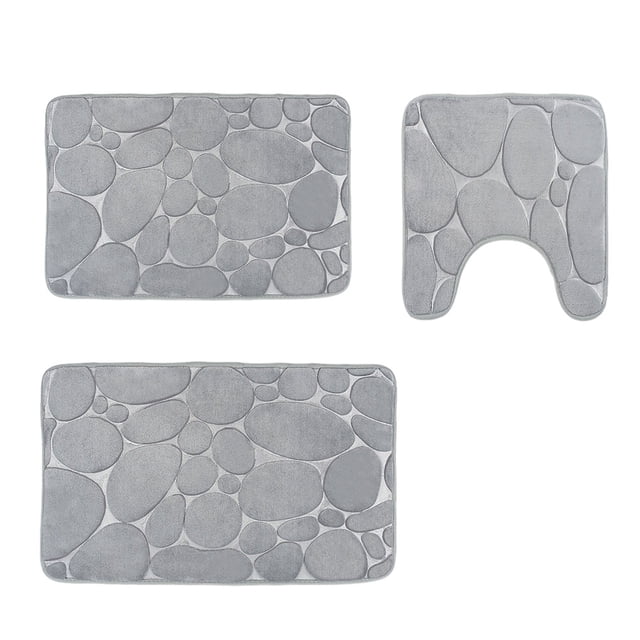 Moyic Alfombra de baño con esponja viscoelástica duradera, y absorbente, disponibles, gris piedra lavada en 3D Type2 NO2