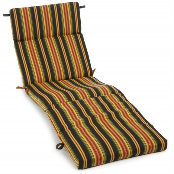 Blazing Needles Outdoor Chaise Lounge Cushion, 72" x 24", Lyndhurst Raven