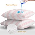 thumbnail image 4 of Throw Pillow Covers 24x24 Inch Set of 2, Pink Striped Waterproof Outdoor Pillow Covers, Modern Thin Line Vertical Stripes Decorative Cushion Pillowcases for Couch, Sofa, Bed, Garden, Patio, 4 of 9