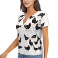 thumbnail image 2 of Wukai Funny Chicken Casual V-Neck Graphic Tees for Women: Lightweight and Breathable Summer Tops with Stylish Design-XX-Large, 2 of 8
