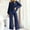 #580-Dark Blue, variant on Women's Fall Winter Suit Set,Fashion Versatile Tie-Waist Solid Color Loose, Office Commute Top and Pants for Work and Daily Wear
